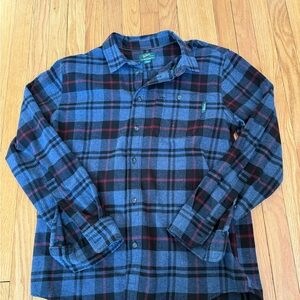 Woolrich Blue and Black Plaid Shirt with Red Highlights